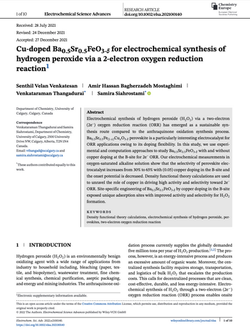 Cu-doped Ba0.5Sr0.5FeO3-δfor electrochemical synthesis ofhydrogen peroxide via a 2-electron oxygen r