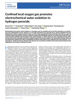 Confined local oxygen gas promotes electrochemical water oxidation to hydrogen peroxide