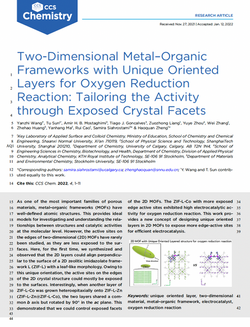 Two-Dimensional Metal–Organic 1 Frameworks with Unique Oriented 2 Layers for Oxygen Reduction 3 Reac