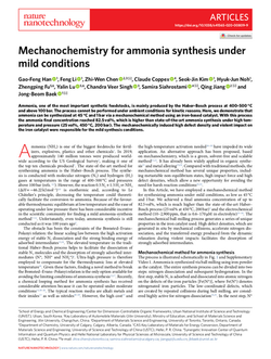Mechanochemistry for ammonia synthesis under mild conditions