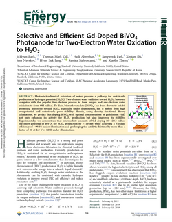 Selective and Efficient Gd-Doped BiVO4 Photoanode for Two-Electron Water Oxidation to H2O2